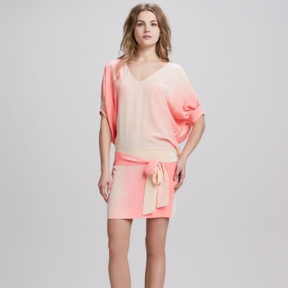 Diane Von Furstenberg Coral and Cream Ombre Mini Dress